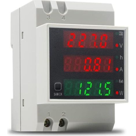Compteur électrique Rail Din Compteur d'énergie monophasé Voltmètre Ampèremètre Numérique AC 80300V 100A Wattmètre Compteur Consommation Electrique 1 phasé Watt KWh Mètre (1/5)