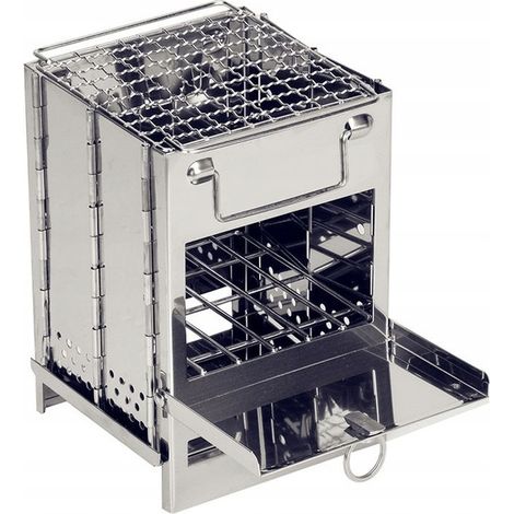 ESTUFA DE LEÑA PORTÁTIL PARA CAMPING, PLEGABLE, DE ACERO INOXIDABLE FW-01