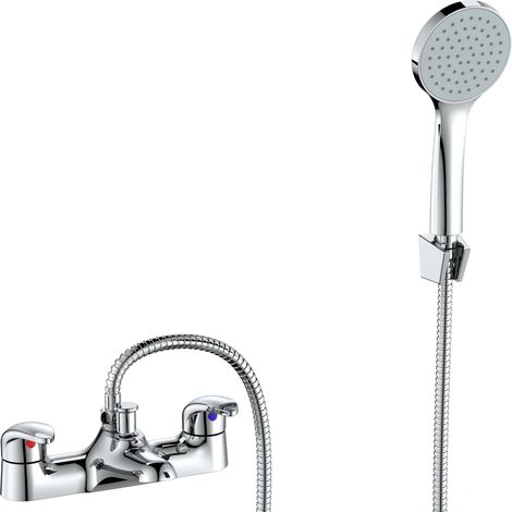 Deva Clifden Deck Mounted Bath Shower Mixer Tap - Chrome (1/2)