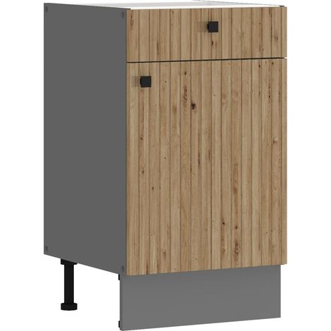 Küche AVA Artisan Unterschrank 50 cm Lamellenoptik Küchenzeile Einbauküche (1/5)