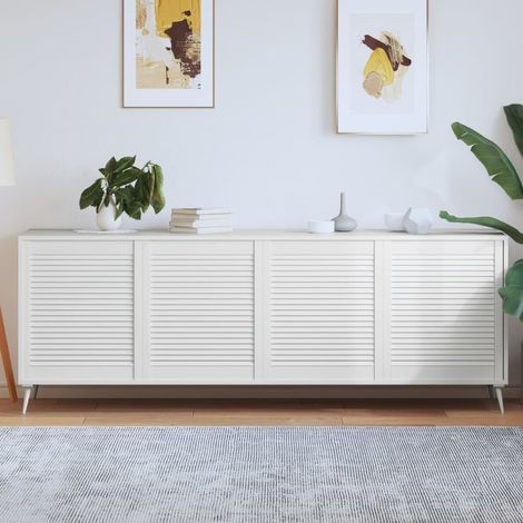 Portes d'armoire à lattes, lot de 4, blanches, 69 x 59,4 cm, en bois massif (1/5)