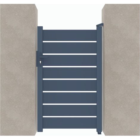 Portillon aluminium ajouré C06 Gris 7016 - Largeur entre piliers 1048mm - Hauteur 1600mm (1/2)
