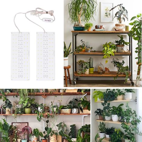 LED-Pflanzenlampe, Pflanzenlampe für Growzelte, Vollspektrum-Gartenbaulampe, 8-, 12- und 16-Stunden-Timer, USB 5V, Doppelkopf, Aluminium (1/5)