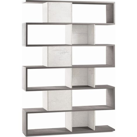 Libreria Modulare 150L x 38P x h215 – Finitura Cemento e Bianco Opaco – Sarmog (1/4)