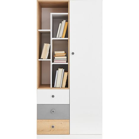 Regal Jugendzimmer, Eiche mit weiß und grau PINETO-133