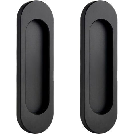 Lot de 2 Poignée de Porte Interieur Poignées Porte Coulissante Noires Ovales Auto-Aadhésives Poignée De Cuisine Sans Perçage Poignée Placard en Alliage d'aluminium Poignée Meuble Cuisine (1/5)