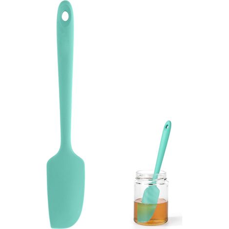 Petite spatule en silicone de 22,7 cm : 315 ℃ résistante à la chaleur antiadhésive sans couture mini spatule flexible, ustensile de cuisine pour cuisiner, mélange et gratter (Aqua Sky) (1/2)