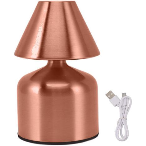 Lámpara de escritorio táctil de 3 W con atenuación continua, batería de 1800 mAh, inalámbrica, 3 colores, recargable, lámpara de mesita de noche/escritorio/bar, oro rosa (1/5)