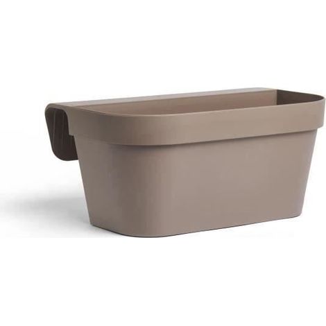 Pflanzkübel+Haken - GARTEN ID Star - Taupe 50 x 21 cm - Einfache Befestigung - Wasserspeicher - recyceltes und 100% recyclingfähiges Material
