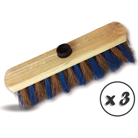 Balai de ménage en fibres de coco zèbré - Lot de 3 - Sans manche (1/5)