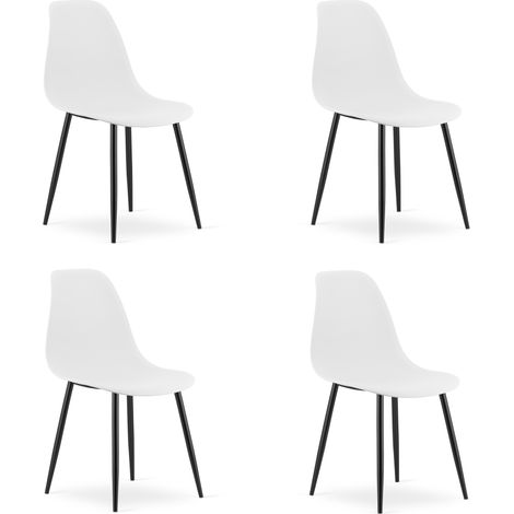 Chaise - Leobert - Wat - Blanc/Pieds Noirs - 46 X 51 X 84 Cm - Lot De 4 (1/5)