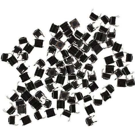 Lot de 100 boutons-poussoirs tactiles momentanés pour circuit imprimé (6 x 6 x 4,5 mm), boîtier DIP 4 broches. (1/5)