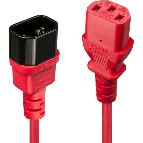 Cable de extensión Lindy de 1 m, de C14 a C13, rojo, 30477 (1/2)