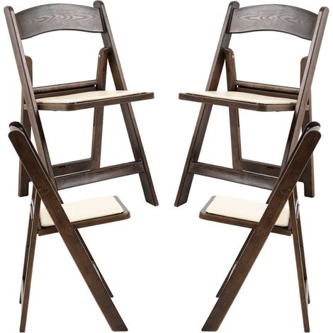 Sillas Plegables - Pack 4 Sillas Gala Plegable con Cojín efecto Madera - Roble oscuro (1/5)