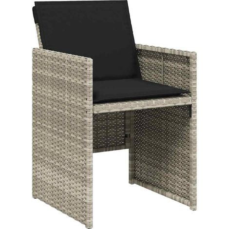 vidaXL Sedie da Giardino con Cuscini 4 pz Grigio Chiaro in Polyrattan (1/5)