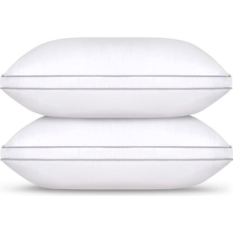 Lot de 2 oreillers de lit doux de taille standard – Oreillers de lit de la collection hôtel pour dormir, oreillers confortables en duvet alternatif avec soutien ergonomique pour les personnes (1/5)