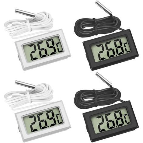Lot de 4 thermomètres numériques LCD étanches - Plage de -50℃ à 110℃ pour réfrigérateurs, congélateurs et aquariums