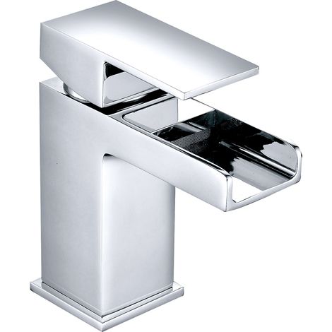 Square Bathroom Mixer Tap Chrome Basin Sink Lever Faucet (1/5)