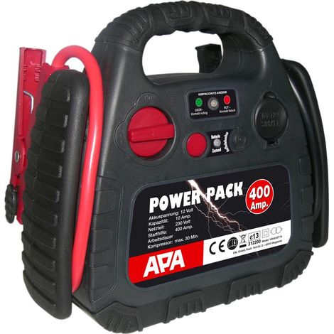 Eufab – Démarreur portable 500 A avec compresseur 18 bars – Indicateur de charge – Protection inversion polarité – Boîtier antichoc