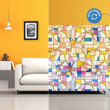 DIMEXACT - Film repositionnable à motifs géométriques colorés - 120 cm x 2 m - En Rouleau (1/3)