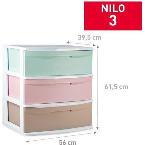cajonera armario clasificador nilo 3 cajones plasticos 39,5x61,5x56 cms  vrm