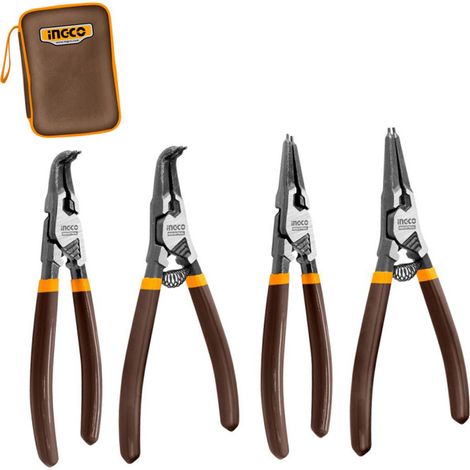 SET 4 PINZE FERMI ANELLI - 180mm - SEEGER INTERNI/ESTERNI CON ASTUCCIO - HCCPS26180 INGCO (1/4)