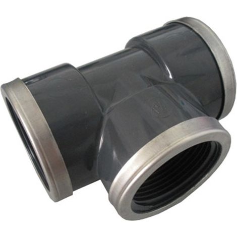 Raccord PVC pression - Té 90° PVC pression à visser FF renforcée 3/4''