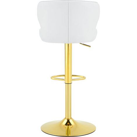 Lot de 2 tabourets de bar avec dossier, hauteur réglable et rotation 360°, base large en métal, pour cuisine et bar (1/5)