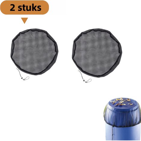Lot de 2 moustiquaires de protection diamètre 80 cm contre les feuilles pour couvercles de seaux bâches réservoirs d'eau et filtres noir (1/5)