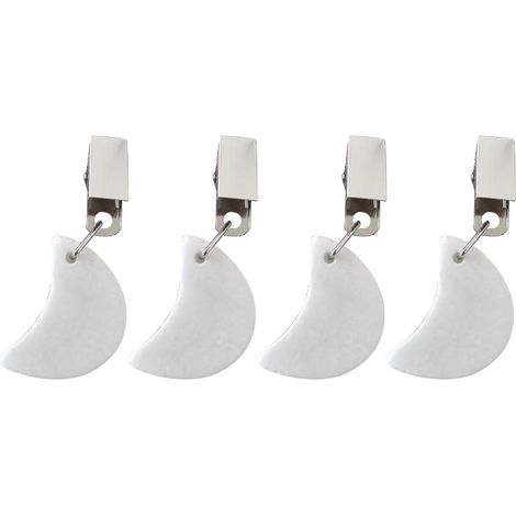 Juego de 4 pesas para manteles con forma de luna con clips para decoración de fiestas, decoración de manteles de mármol (1/5)
