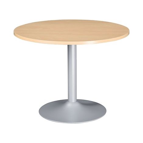 Table ronde 100 cm plateau hêtre piètement colonne aluminium Essens - Maxiburo