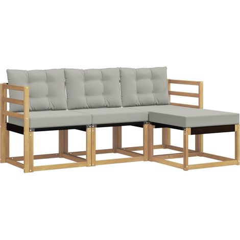 Outdoor Sofa Set with Cushion 4 pcs White and Light Grey vidaXL