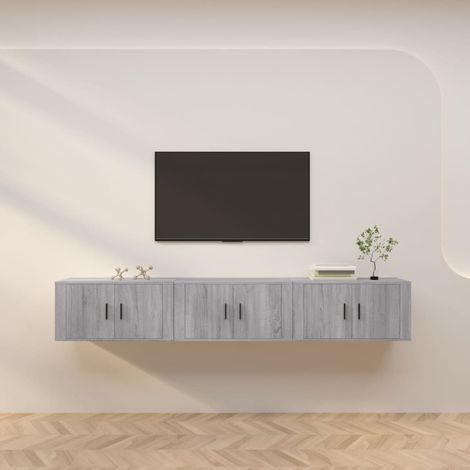 Wall-mounted TV Cabinets 3 pcs Grey Sonoma 80x34.5x40 cm vidaXL (1/5)