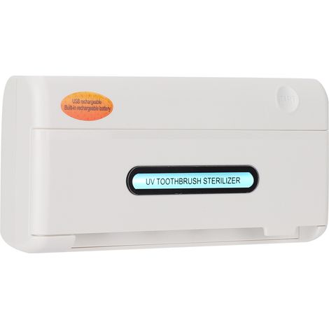 Porte-brosse à dents stérilisateur UV multifonction pour salle de bain, support mural avec séchage, organiseur de rangement familial, charge USB, blanc (1/5)