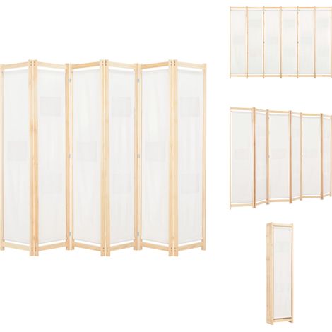 6-teiliger Raumteiler Cremeweiß 240 x 170 x 4 cm Stoff - Raumteiler - Sichtschutz - Wohnbereich - Wohnzimmer - Schlafzimmer (1/5)