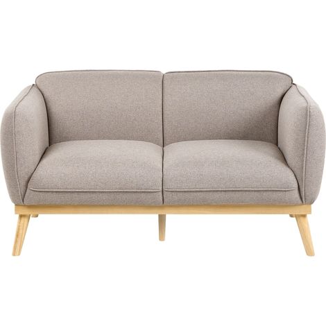 Canapé Scandinave en Tissu 2 Places Pieds Effilés en Bois Facile d'Entretien Marron Clair Ljung (1/5)