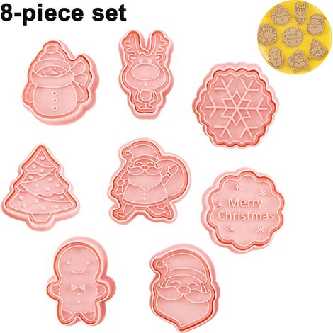 Outils de pâtisserie pour bonbons de Noël à faire soi-même - 8 tampons en plastique pour bonbons de Noël - Moules à biscuits amusants avec dessins de Noël (1/5)