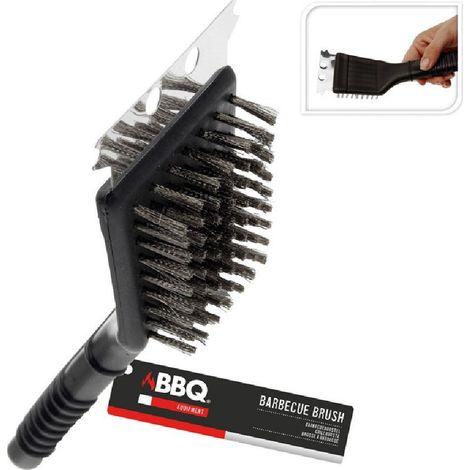 TrAdE Shop Traesio - Spazzola Con Raschietto Per Griglie Barbecue Con Manico In Plastica 20 Cm -