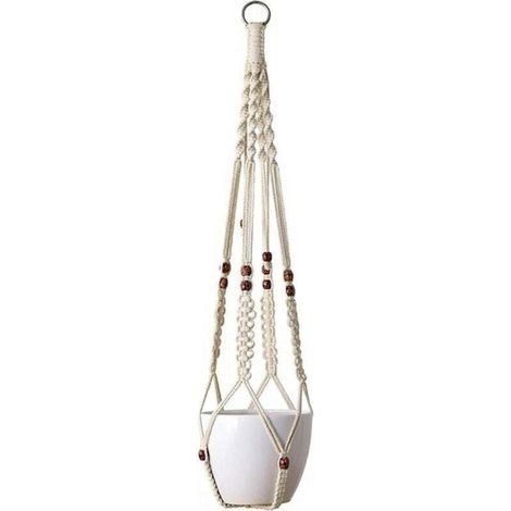 Porte-plante suspendu en macramé , support pour pot de fleurs suspendu, décoration de jardin avec 4 pieds en corde de coton