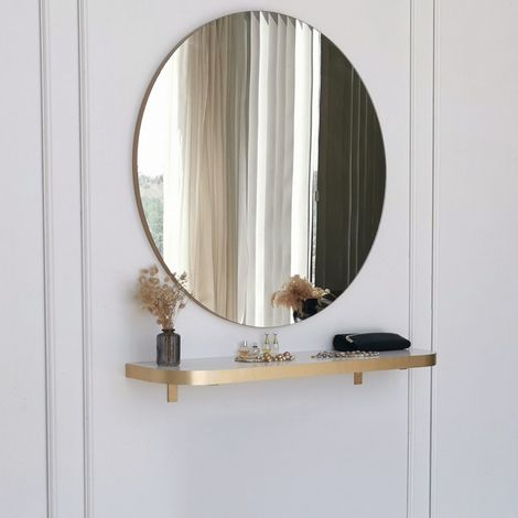 Spiegel Gonnesa, rund, Wandmodell, Struktur klar, 90x90h cm, Gold (1/5)
