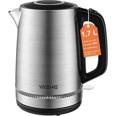 YASHE Bouilloire inox FK-1907, 1,7 L, 2200 W, base 360°