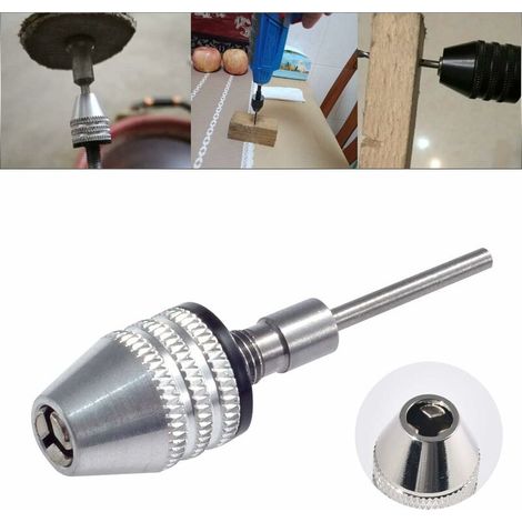 Adaptador de destornillador con mandril de 3 mordazas sin llave Ulisem con cambio rápido, vástago redondo de 2,35 mm, vástago cilíndrico, brocas de 0,3–3,4 mm, fresas para microproducción o industria  (1/5)