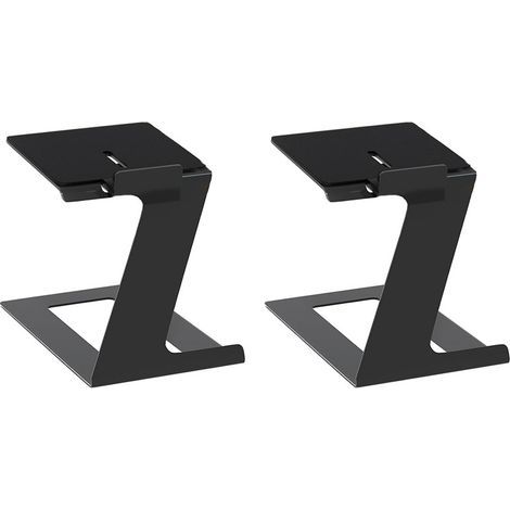 [JAMAIS UTILISÉ] Paire de supports d'enceintes de table, pour la plupart des enceintes de petite taille avec coussinet absorbant les vibrations, noir (1/5)