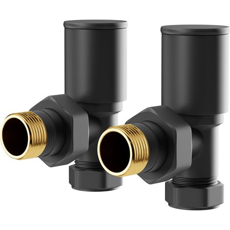 Colore Round Matt Black Angled Radiator Valves (1/5)