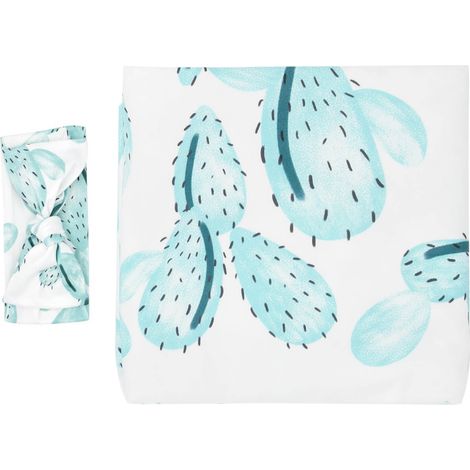 Lot de 3 couvertures d'emmaillotage pour nouveau-né 80x80 cm, accessoires en tissu doux pour bébé avec bandeau assorti (1/5)
