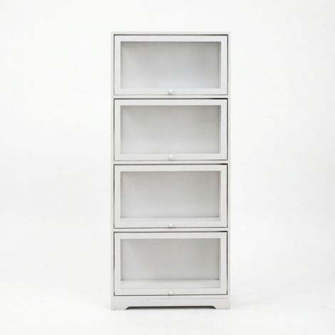 Vitrina blanca con 4 compartimentos en MDF y acrílico (1/5)