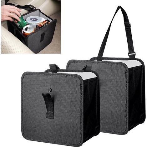 2 Stück Auto-Mülleimer, wasserdicht, schwarz, Auto-Mülleimer, Auto-Zubehör (Schwarz) (1/5)