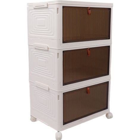 Aufbewahrungsbox mit Deckel, faltbare Kunststoffbox, Aufbewahrungsbehälter für Wohnzimmer und Schlafzimmer, 3-lagig (1/5)