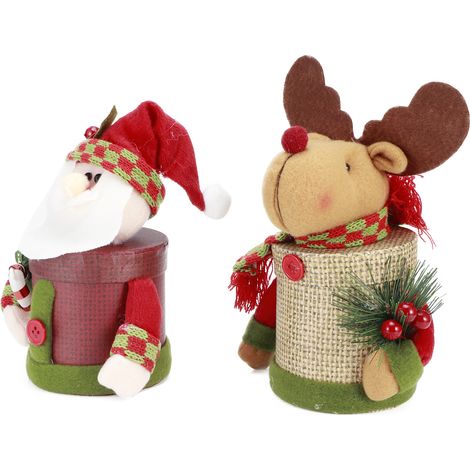 2er-Set Weihnachtsbonbon-Dosen mit niedlicher Puppendekoration, Weihnachtsschmuck-Geschenkbox (1/5)
