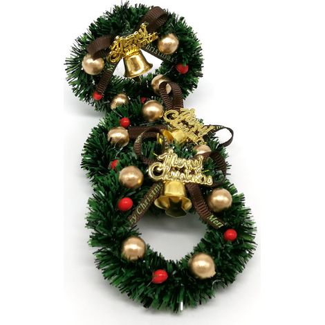 Accessoires pour maison de poupée - Couronne de Noël miniature de 6 cm pour porte - Décoration de jardin (1/5)